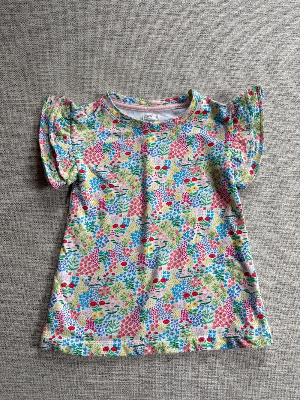 Gymboree Floral Flutter Sleeve Tee - Pink, Blue, Green, Yellow